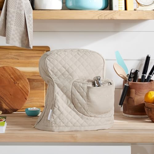 KitchenAid Tilt-Head Stand Mixer Cover with Front Pocket, Milkshake Tan, 14.38 x 18 x 10 in