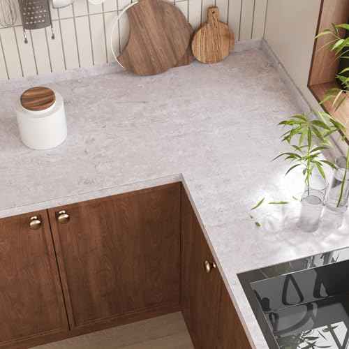 CHIHUT 12''x100'' Peel and Stick Grey Concrete Wallpaper Self Adhesive Faux Cement Wallpaper Waterproof Removable Concrete Contact Paper for Countertops Accent Walls Industrial Style Wall Paper