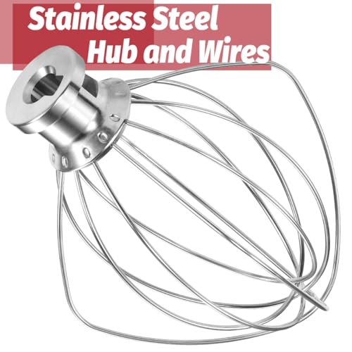 OUOLife 6-Wire Dishwasher Safe Whisk Attachment for KitchenAid 4.5-5 Qt Tilt-Head Mixers