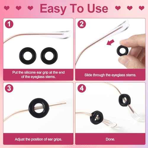 Heart Round Eyeglasses Ear Grips, Soft Silicone Retainers Behind The Ear Hooks, Anti-Slip Holder Eyeglasses Stopper