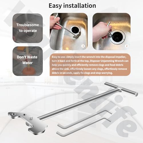 Garbage Disposal Unjamming Wrench Tool for InSinkErator & Moen - Silver