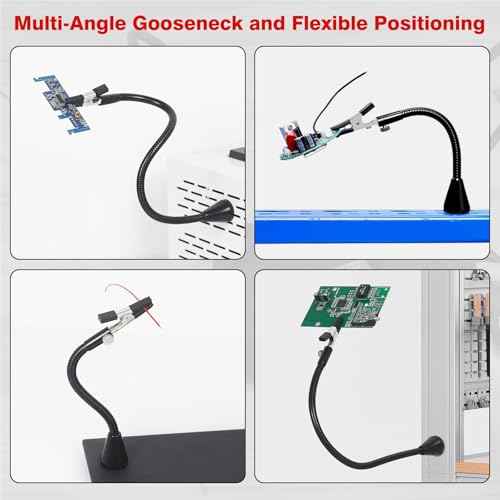 Magnetic Helping Hand, Soldering Helping Hands, 4 PCB Pillars Circuit Board Holder with Flexible Metal Arms Heavy Duty Base Electronic Repair Tool