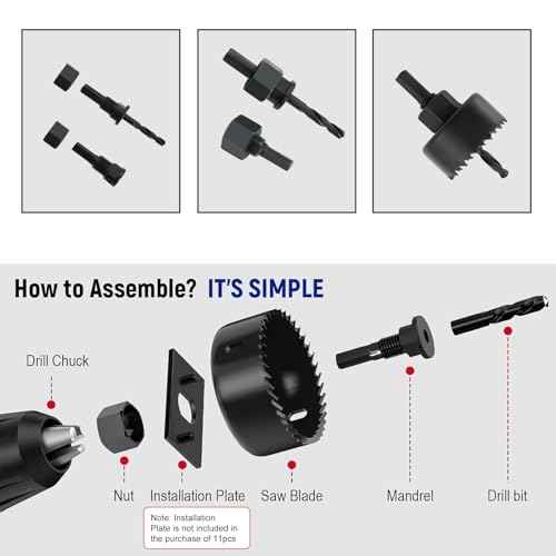 11pcs Hole Saw Kit 3/4"-2-1/2" Saw Blades£¬Mandrels£¬Drill Bits£¬Hex Key with Storage Box, Ideal for Soft Wood, Plywood, Drywall Drilling, PVC Board (Black)