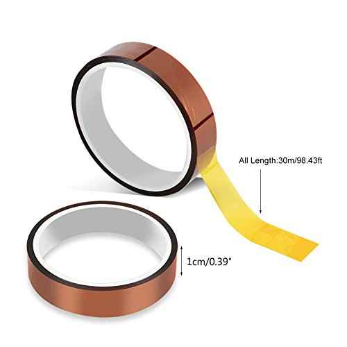 2 Rolls 10mm x 100ft High Temperature Heat Resistant Tape Sublimation Dye Mug Electronic Polyimide Tape