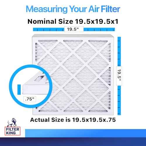 Filter King 19.5x19.5x1 Air Filter | 4-PACK | MERV 8 HVAC Pleated A/C Furnace Filters | MADE IN USA | Actual Size: 19.5 x 19.5 x .75"