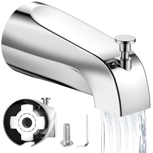 Fosenlion Chrome Tub Spout with Lift Rod Diverter - Leak-Proof Slip Fit for 1/2" Copper Pipe