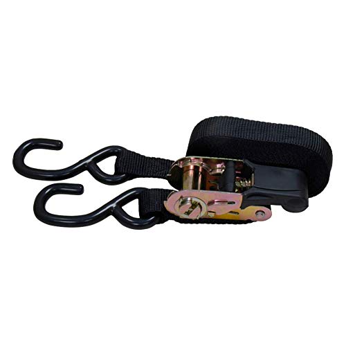 Black 1-Inch x 15ft Ratchet Tie Down Straps for Cargo, 12-Pack