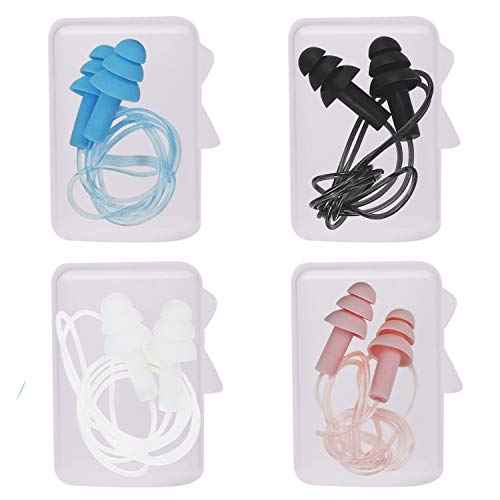 oise Cancelling Ear Plugs with Cords 4 Pairs, Noise Reduction Soft Silicone Earplugs Waterproof Reusable Earplugs for Sleeping, Snoring, Swimming, Study£¬High Fidelity Earplugs