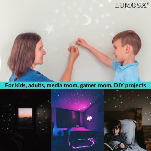 LUMOSX 220 pcs Glow in the Dark Ceiling Stars with Moon & North Star, Reusable Putty