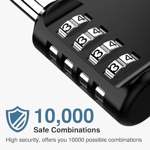 Puroma 2 Pack Combination Lock for Gym Lockers, 4-Digit Steel Padlock, Black