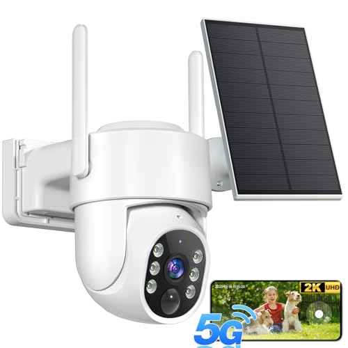 2K Security Cameras Wireless Outdoor, 5G WiFi Cameras for Home Security, 360¡Æ PTZ Solar/Battery Powered Outside Cam, 2 Way Talk, Color Night Vision, AI Human Detection for Porch/Garage/Yard