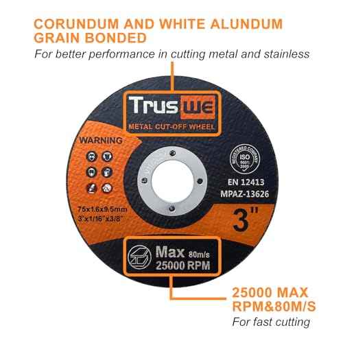 3 Inch Cut Off Wheels - 25 Pack Metal and Stainless Steel Cutting Wheel for Angle Grinder Ultra Thin Cut-Off Wheel Cutting Disc - 3¡± x 1/16¡± x 3/8¡±