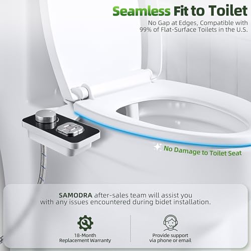 SAMODRA Black Non-Electric Bidet Attachment with Dual Nozzles & Pressure Control