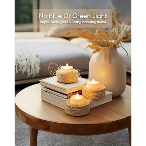LED Candles, Tea Lights Candles Battery Operated Bulk, 24-Pack Long-Lasting 200 Hours Flameless Tealight Candles, Realistic Tea Lights for Halloween Christmas Wedding, 1.5'' D X 1.25'' H