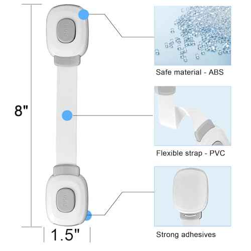 Fursafe&Q Baby Cabinet Locks, Child Safety Cabinet Proofing -Child Safety Strap Locks Adhesive Drawer Fridge Ovens Door Toilet Latches No Drill Multi-Purpose for Furniture Kitchen Lock (Grey, 2Pack)