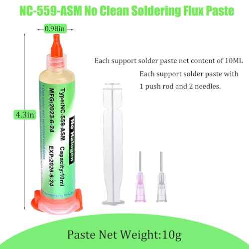 Solder Flux, 559 No Clean Soldering Flux Paste,Lead Free Rosin Flux,10cc Tacky Soldering Flux,Soldering Liquid Flux for Electronics,For BGA,SMD,USB Socket Repairing (10ml)
