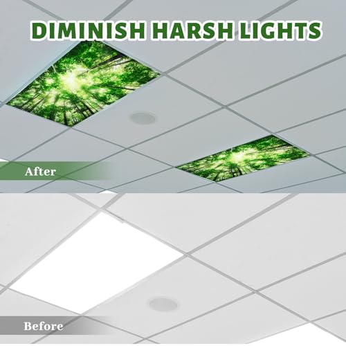 Hortsun Spring Forest Magnetic Light Covers for 4x2 ft Ceiling Lights - 2 Pack