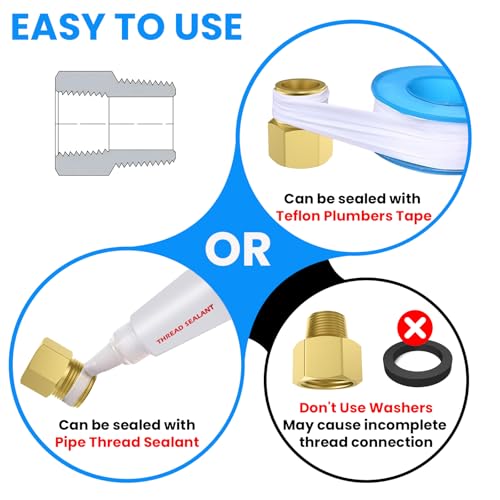 SDTC Tech 2-Pack Brass Pipe Fitting 1/4 NPT Thread Male to 1/2 Female