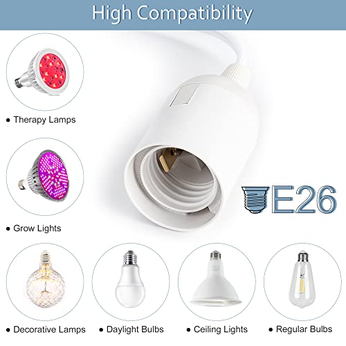 20ft UL Approved Hanging Lantern Pendant Light Cord with ON/OFF Switch - White Variation
