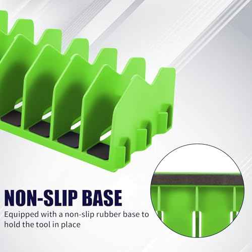 2Pcs Tool Box Organizer, 10 Slots Plier Organizer Rack with Nonslip Rubber Base, Extendable Plier Holder and Cutter Storage Shelves, Tool Trays for 3" H Drawers, Toolbox Attachments (Green)