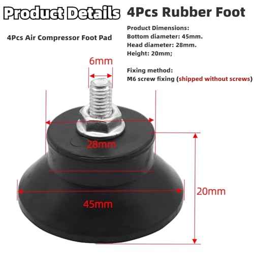 4PCS Air Compressor Rubber Feet Replacement Foot Mount Vibration Pads for Oil Small Air Compressor