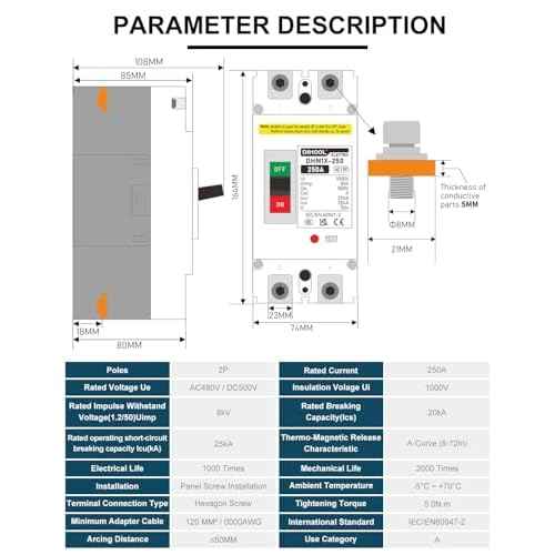 DIHOOL Battery DC Disconnect Switch, 250 Amp DC Breaker for Main Power Station Solar System, UPS