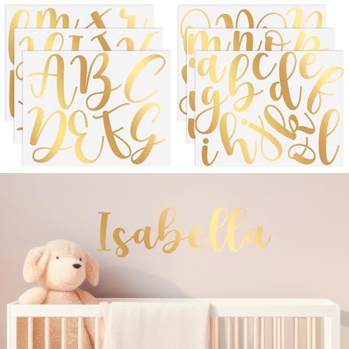 Boao Personalized Name Letter Wall Decal - Elegant Script, Gold, Medium Size