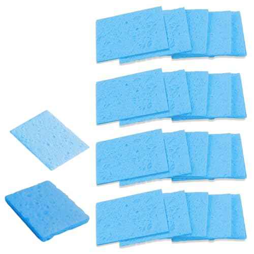 20pcs Soldering Sponge 50x35mm Square, Replacement Solder Welding Iron Cleaning Pads Blue Sponge (Thickened)