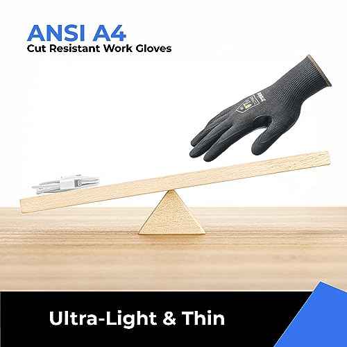 toolant ANSI A4 Cut Resistant Work Gloves without Steel and Fiberglass, Ultra Light & Thin, for Fishing, WoodCarving