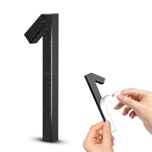 Luck House 4 Inch Black Self-Adhesive House Numbers for Outdoors, Model 1