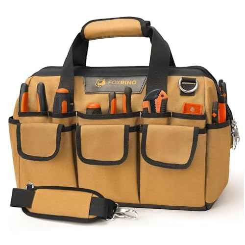 Heavy Duty Tool Bag 14-Inch, 42-Pocket Portable Empty Tool Box Organizer Storage, Anti-Collapse Toolbox Organization, 1200D Oxford Soft Handle Carrying Toolbag, Gifts for Men Father Dad