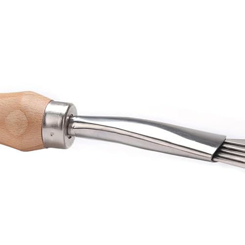 9 Tines Fan Lawn Leaf Hand Rakes Stainless Steel Beech Handle Soil Tille Garden Shrub Rake Small Leaf Rakes for Sweep Leaves & Loose Debris in Garden Lawns Yards 14.5 inch