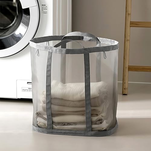 HGZBS Collapsible Laundry Basket with Handles Grey, 1, Standard