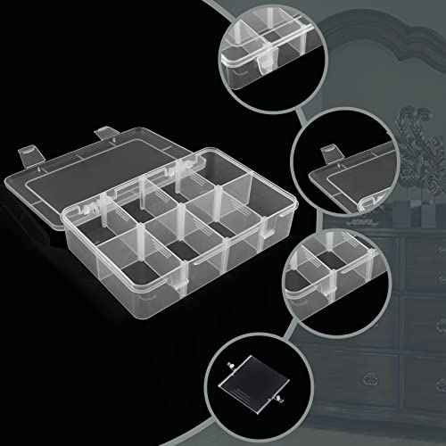 1 Pack Plastic 8-Grid Case Hard Plastic Storage Box with Detachable Blank for Small Parts,Hardware Tool Parts(7.28 * 4.88 * 1.6 inch)