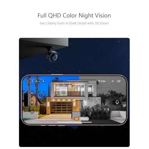 Security Cameras Wireless Outdoor, WiFi 2K Battery Powered Security Camera, AI Motion Detection, Color Night Vision, 2-Way Talk, Waterproof, Compatible with Alexa (Black)