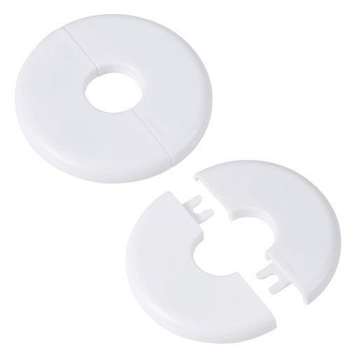 2pcs Wall Split Flange, Self-Adhesive Escutcheon Plate for Buckle 17mm Water Pipes ABS Round Hole Plumbing Floor Ceiling Cover Plates for Faucet Kitchen Toilet Decorative (White)