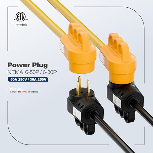 2-in-1 NEMA 6-30P/6-50P Welders Plug 30A/50A 250V ETL Rewirable Male Power Cord