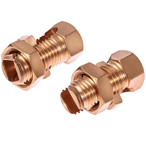 QWORK Grounding Split Bolt Connector 6 Pack - Copper Wire Clamp for 6-10 AWG Grounding