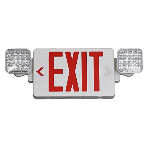 TANLUX White Housing Red Exit Sign with Emergency Lights 1 Pack UL Listed