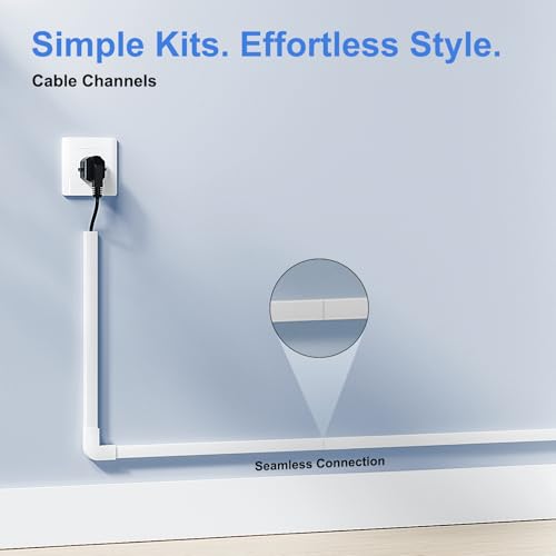 Yecaye Cord Hider 113in White Cable Raceways for Wall & Desk Management