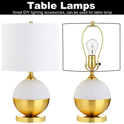 Qc Polished Brass 8 Inch Lamp Harp Set with Shade Holders & Finials - Heavy Duty for Table & Floor Lamps
