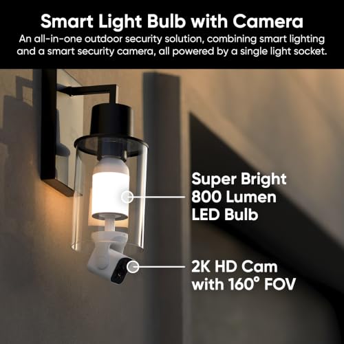 WYZE Bulb Cam 2K HD Smart Security Camera with E26 Socket - 1 Pack