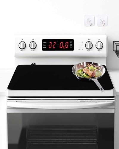 PIEPLE 24x21 Black Heat-Resistant Glass Cooktop Protector | Stovetop Cover Mat