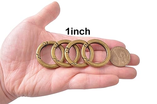 Antique Bronze 1" 25mm 4pcs Metal Spring Carabiner Key Rings & Snap Hooks