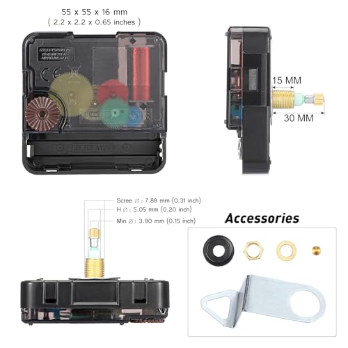 Jadive 2 Pcs Clock Movement Kit for 16-Inch Clocks, Long 30mm Shaft Replacement