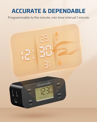 DEWENWILS Black Indoor Programmable Digital Timer Outlet - 1 Pack