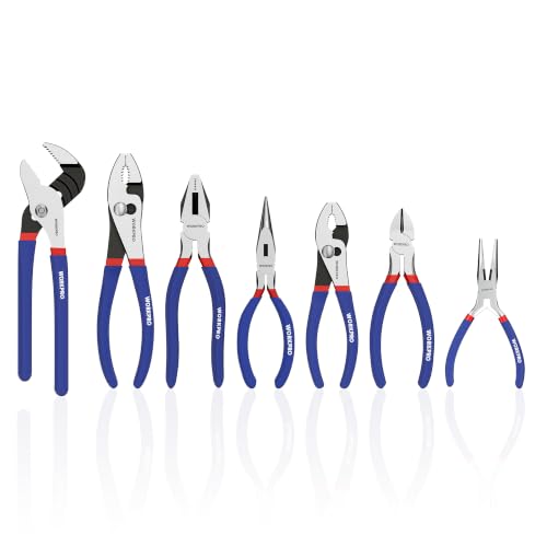WORKPRO 7-Piece Pliers Set with Comfort Grip - Blue Hand Tools Kit