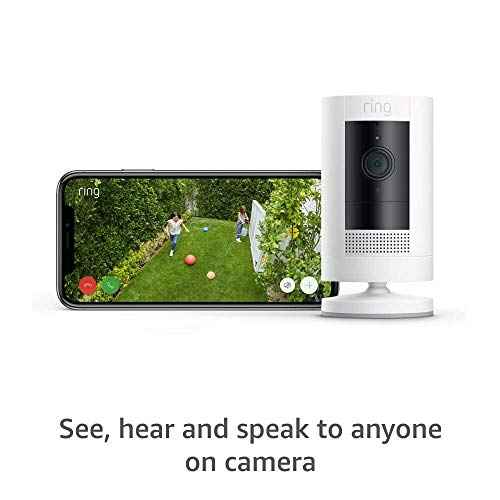 Ring Outdoor Cam (Stick Up Cam) | Weather-Resistant Outdoor Camera, Live View, Color Night Vision, Two-Way Talk, Motion alerts, Works with Alexa | White