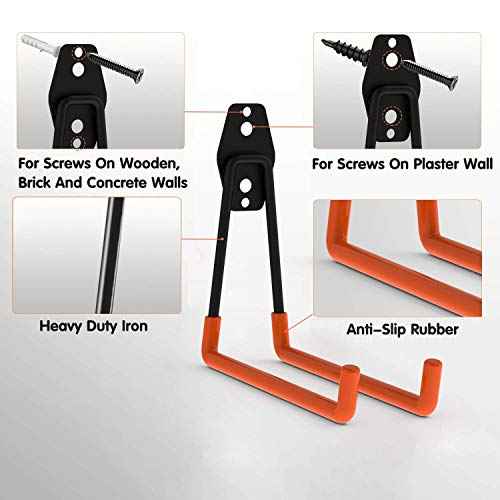 Intpro Garage Hooks 22 Pack Heavy Duty Garage Storage Hooks Steel Tool Hangers for Garage Wall Mount Utility Hooks and Hangers with Anti-Slip Coating for Tools Organizer Ladders Bikes Bulky Items