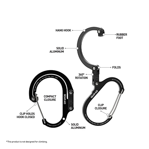 GEAR AID HEROCLIP (Large) Carabiner Gear Clip and Hook for Hanging Heavy Duty Items, Camping Backpacks, Suitcases, Kayaks, Bicycles and More